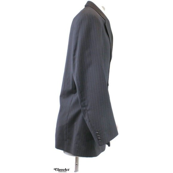 Bachrach Mens Blazer Sport Coat Suit Jacket Black Striped Wool 3 Button 44L - Picture 4 of 7